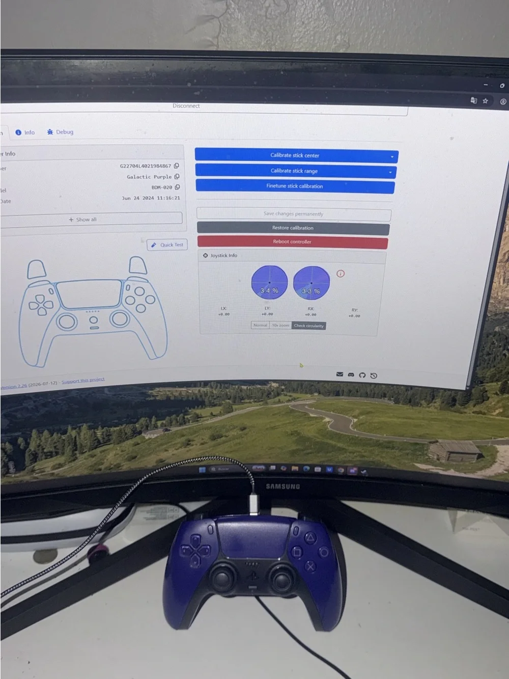 Custom purpure controller for ps5 hall efect upgrade